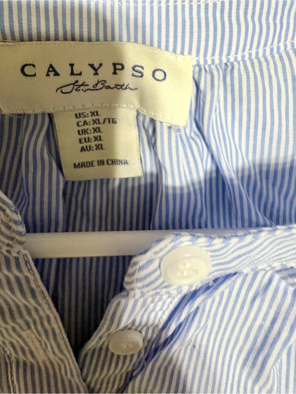 Calypso St. Barth Light Blue Striped Eyelet Hem Sundress - Picture 3 of 8